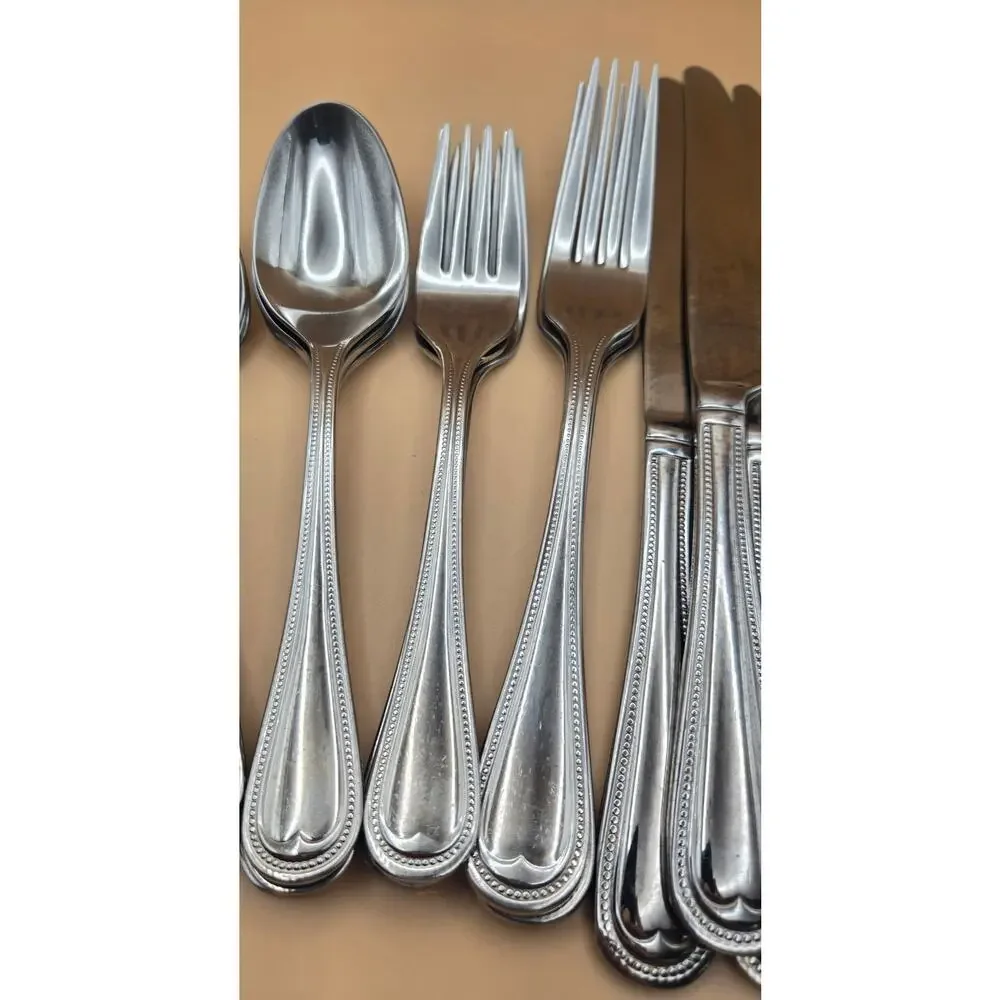Reed -Barton Elegant Bead 18/10 Stainless Flatware Serving Set of